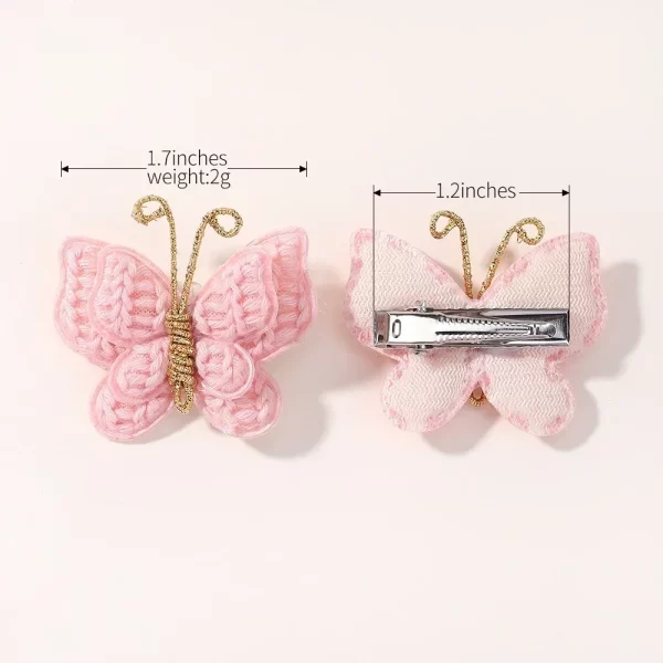 4Pcs/set Cute Baby Girls Knitting Headwear Handmade Crochet Butterfly Alloy Hairs Clips Kids Hairpins Fashion Desgin Headwear - Image 4