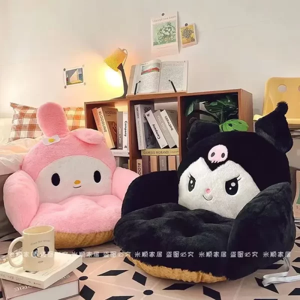 Aoger Big Size Cute Cinnamoroll Plush Half Surrounded Black Kuromi Cushion Backrest Dormitory Office Non-Slip Chair Cushion - Image 2
