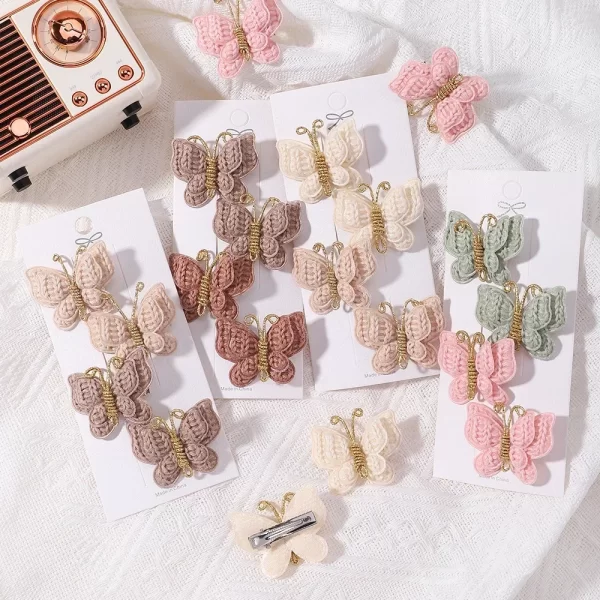 4Pcs/set Cute Baby Girls Knitting Headwear Handmade Crochet Butterfly Alloy Hairs Clips Kids Hairpins Fashion Desgin Headwear - Image 3